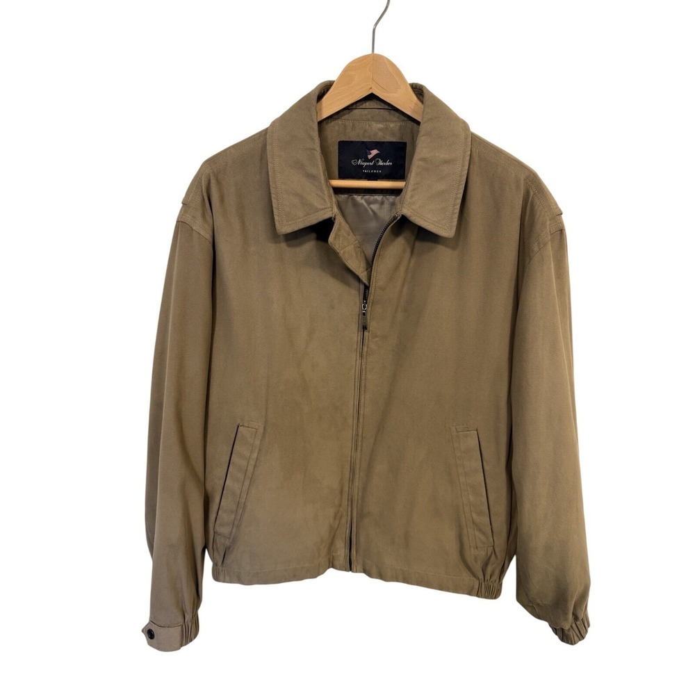 Newport Harbor Tailored Bomber Jacket Faux Suede Size L Tan/Beige/Khaki, Lined‎